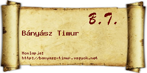 Bányász Timur névjegykártya